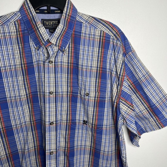 TwentyX Wrangler Button Down S/S Blue Plaid Western Rancher XL - Picture 3 of 14
